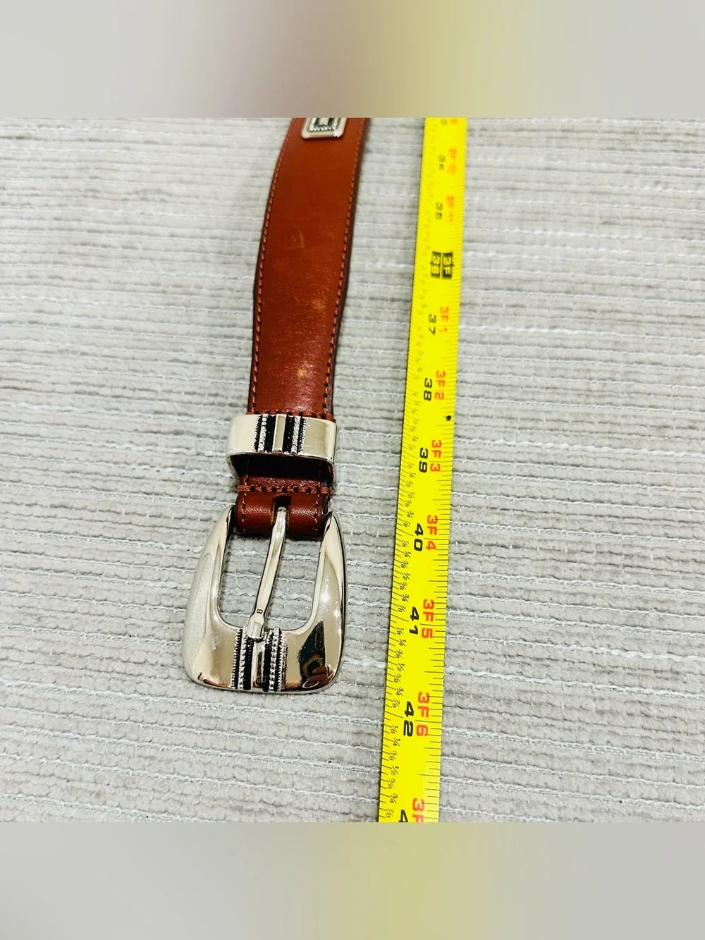 Alexander Julian Brown Leather Tapered Western Belt Silver Buckle 6408500 Sz 36